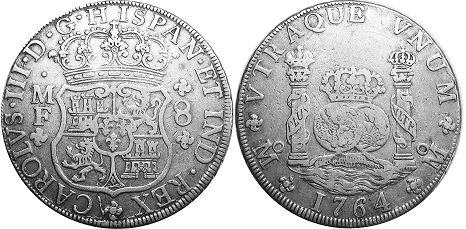 монета Мексика 8 реалов 1764