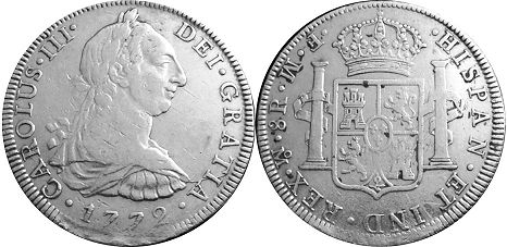 монета Мексика 8 реалов 1772