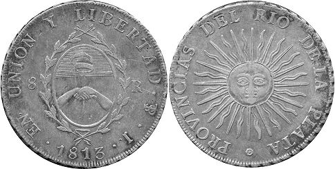 монета Аргентина 8 реалов 1813
