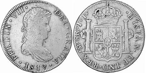 монета Мексика 8 реалов 1819