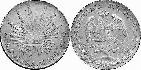 монета Мексика 8 реалов 1895