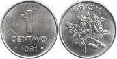 монета Бразилия 1 сентаво 1981