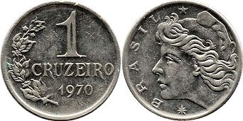 монета Бразилия 1 крузейро 1970