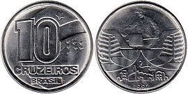 монета Бразилия 10 крузейро 1992