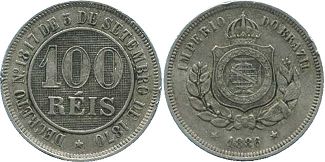 brasil 100 reis 1886