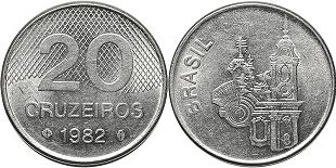 монета Бразилия 20 крузейро 1982