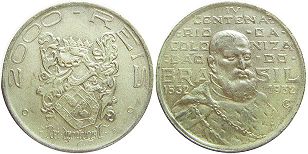 монета Бразилия 2000 рейс 1932