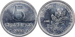 монета Бразилия 5 крузейро 1985