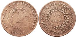 монета Аргентина Буэнос-Айрес 1 реал 1840
