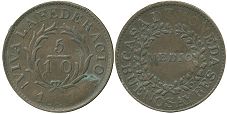монета Аргентина Буэнос-Айрес 5/10 real 1840