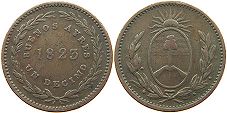 монета Аргентина Буэнос-Айре децимо 1823