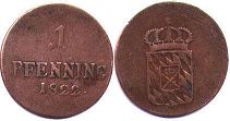 монета Бавария 1 пфенниг 1822