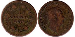 монета Баден 1 крейцер 1848