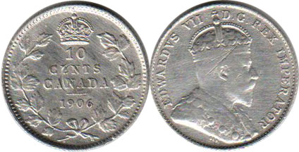 монета Канада монета 10 центов 1906
