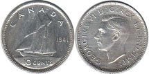 монета Канада 10 центов 1941