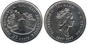 монета Канада 25 центов 1992 New Brunswick