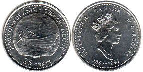 монета Канада 25 центов 1992 Newfoundland