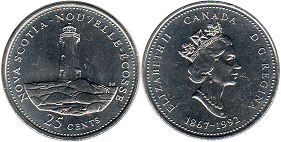 монета Канада 25 центов 1992 Nova Scotia