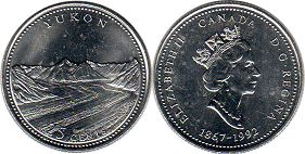 монета Канада 25 центов 1992 Yukon