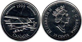 монета Канада 25 центов 1999