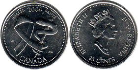 Канада юбилейная монета 25 центов 2000
