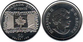 Канада юбилейная монета 25 центов 2015
