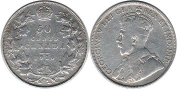 монета Канада 50 центов 1916