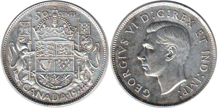 монета Канада монета 50 центов 1944