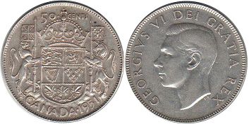 монета Канада 50 центов 1951