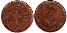 монета Цейлон 1/2 цента 1940