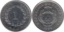 монета Коста-Рика 1 колон 1989