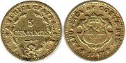 монета Коста Рика 5 сентимо 1947