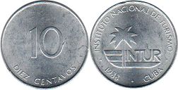 монета Куба 10 сентаво 1988