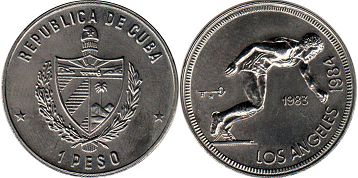 монета Куба 1 песо 1983 Olympics