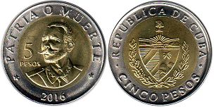 монета Куба 5 песо 2016