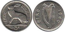 монета Ирландия 3 пенса 1940