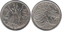 монета Эфиопия 25 центов 1977