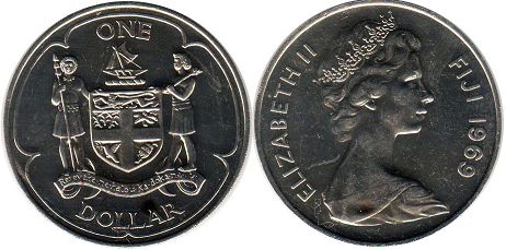 монета Фиджи 1 доллар 1969