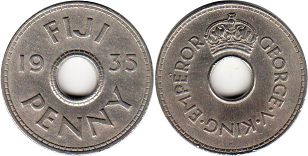 монета Фиджи 1 пенни 1935