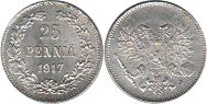 монета Финляндия 25 1 пенни 1917