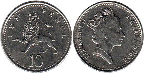 монета Великобритания 10 пенсов 1997