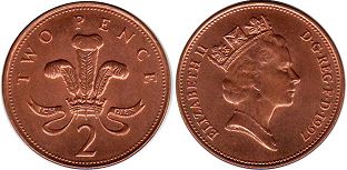монета Великобритания 2 пенса 1997