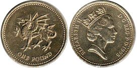 монета Великобритания 1 фунт 1995