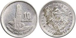 монета Гватемала 10 сентаво 1958