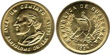 монета Гватемала 1 сентаво - Guatemala un centavo 1994