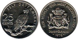 монета Гайана 25 центов 1978