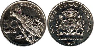 монета Гайана 50 центов 1977