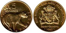 монета Гайана 5 центов 1980