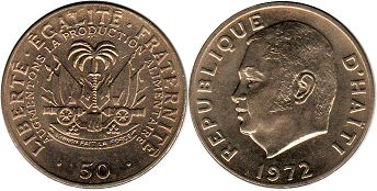 монета Гаити 50 сантимов 1972