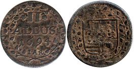 монета Гессен-Дармштадт 2 альбуса (3 крейцера) 1694